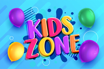 playful kids fun zone banner for children activity - obrazy, fototapety, plakaty