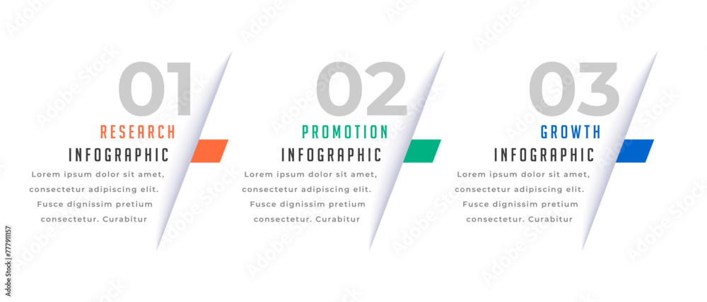Sticker three step infographic workflow element banner for office presentation