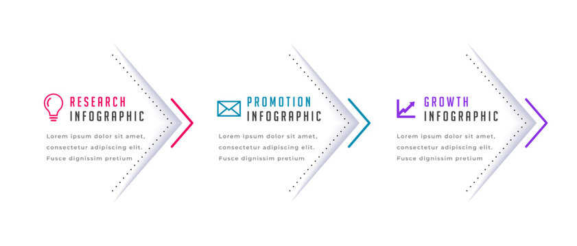 three step infographic timeline banner for corporate marketing