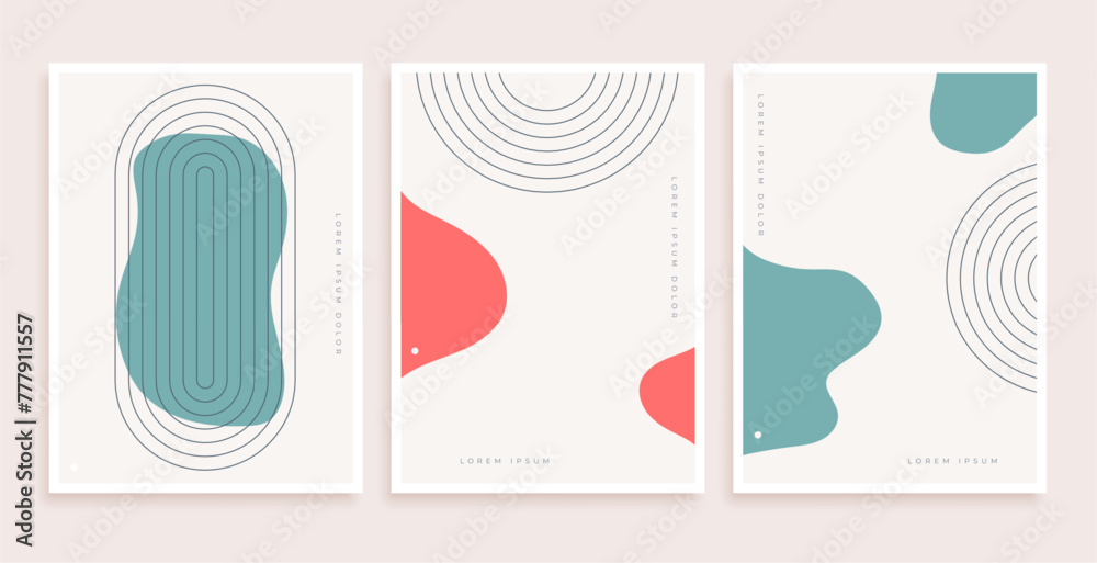 Poster abstract geometric shape boho pattern collection in vintage style