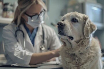 Dog at veterinary clinic