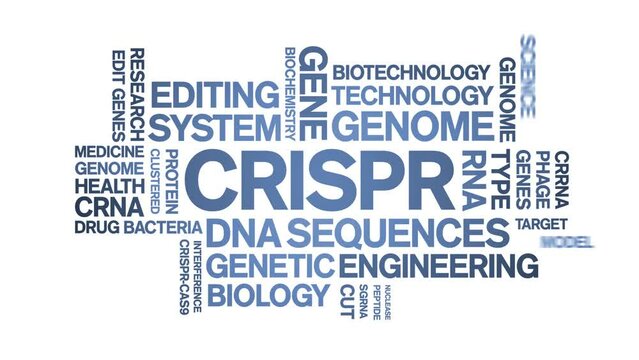 CRISPR animated word cloud;text design animation tag kinetic typography seamless loop.