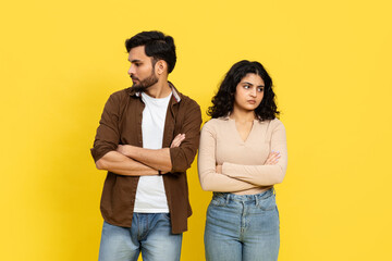 Conflict And Resolution Concept With Unhappy Couple Standing Back To Back, Misunderstanding In...