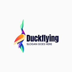 Vector Logo Illustration Duck Gradient Colorful Style