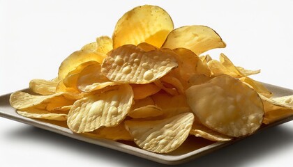 potato chips pile manual cut out on transparent - obrazy, fototapety, plakaty