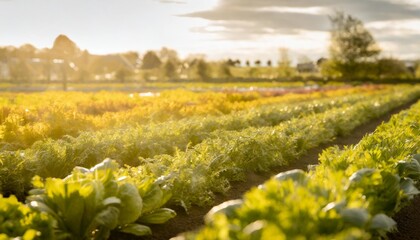 lush green mustard and fresh salad vegetables grown on an organic farm