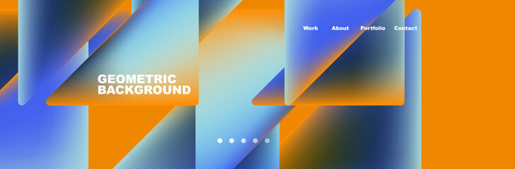 Colorful fluid gradient triangles and squares web site template. Vector Illustration For Wallpaper, Banner, Background, Card, Book Illustration, landing page