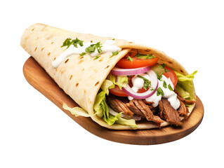 Döner kebab wrap fastfood isolated