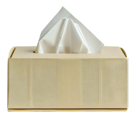 A tissue box with a white tissue inside, cut out - stock png.