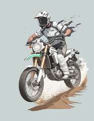 Vector Art Illustration of Man Riding Trail for T-shirt Design