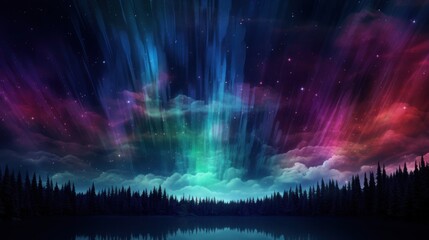 Digital Aurora, Witnessing Abstract Phenomena in the Technological Sky - obrazy, fototapety, plakaty