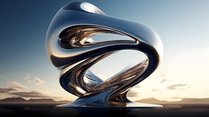 Fototapeta premium Colossal Sculptural Architecture Stands Against Serene Sky Exuding Futuristic Elegance and Isolation