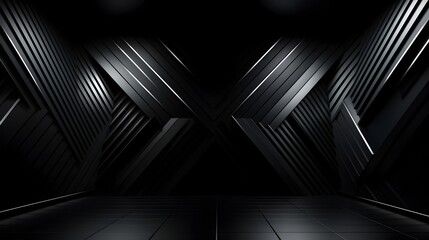 Dramatic Geometric Stripes and Minimalist D Wall Design in Dark Room Interior Space