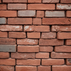 Red, orange or brown normal color brick wall. Texture brick wall panoramic texture wallpaper background.