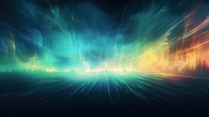 Obraz premium Digital Aurora, Witnessing Abstract Phenomena in the Technological Sky