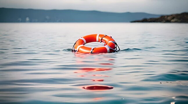 Maritime Safety: Lifebuoy Floating at Sea