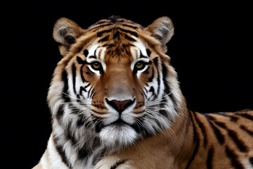 Free tiger or lion portrait stands out on dark background