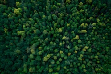 green forest canopy, top down perspective Aerial view