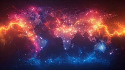 A heat map of the world showing live trading volumes by country, informative and vibrant