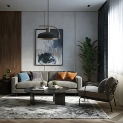 beautiful modern living room design by a architect in a house	
