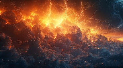 Creative energy visualized as a storm, with lightning bolts of inspiration, photorealistic