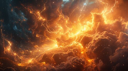 Fototapeta premium Creative energy visualized as a storm, with lightning bolts of inspiration, photorealistic