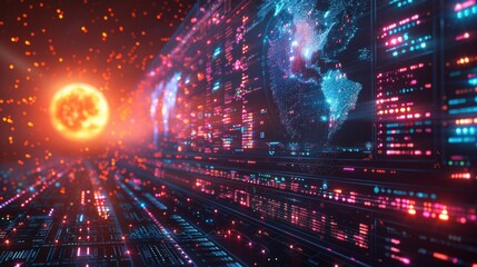Obraz premium A timeline of online trading evolution, from early internet days to blockchain, historical