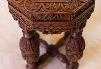 Detail of an ancient beautiful patterns carved from wood- Arabesque
