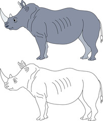 Rhino Clipart Set. Cartoon Wild Animals Clipart Set for Lovers of Wildlife.