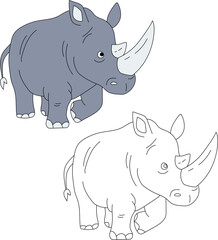 Rhino Clipart Set. Cartoon Wild Animals Clipart Set for Lovers of Wildlife.