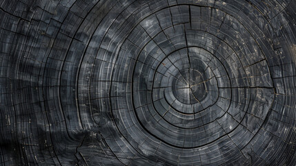 Warm gray cut wood texture. Detailed black and white texture of a felled tree trunk or stump. Rough organic tree rings with close up of end grain, Generative Ai