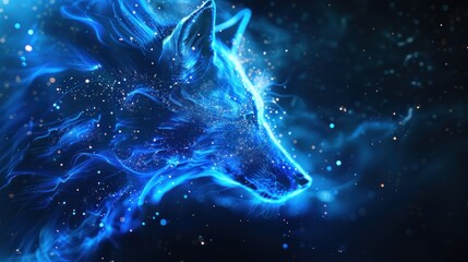 Blue animal in the space with stars and nebula. 3d rendering