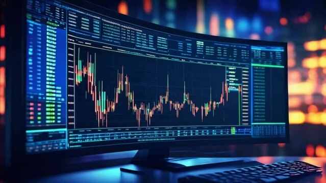 Stock market digital trading screen animation background