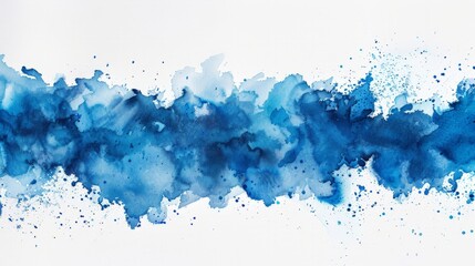 Abstract blue watercolor on white background.The color splashing on the paper.It is a hand drawn. - obrazy, fototapety, plakaty