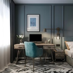 Fototapeta na wymiar beautiful modern living room design by a architect in a house 