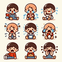 Vector image of a crying child