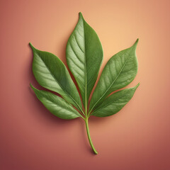 realistic 3D render leaf icon for icon design  skeumorphism neumorphism skeumorphic style
