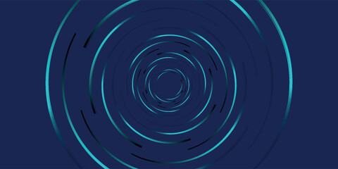 Blue abstract background with glowing circles. Swirl circular lines pattern. Geometric spiral. Twirl element. Modern graphic design. Futuristic technology concept. Vector illustration