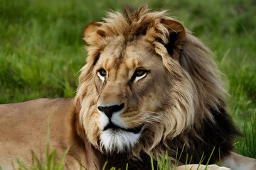 Lions fierce gaze captured in intense side glance