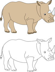 Rhino Clipart Set. Cartoon Wild Animals Clipart Set for Lovers of Wildlife.