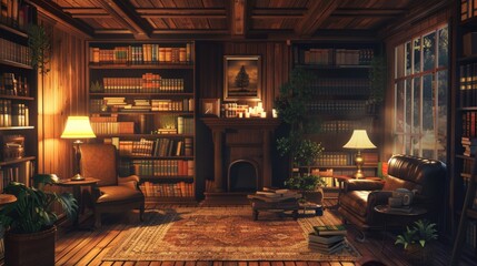 Escape into the tranquility of a cozy summer evening, where the ambiance is set by the soft lighting, the comforting presence of books, and the aroma of freshly brewed coffee