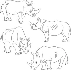Rhino Clipart Set. Cartoon Wild Animals Clipart Set for Lovers of Wildlife.
