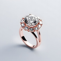 diamond ring Engagement Solitaire Style Ring, isolated in bright background