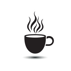 Coffee cup icon. Black Coffee cup icon on white background. Vector illustration