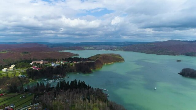 Solina Lake From Polanczyk Bieszczady Aerial View Poland