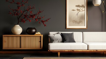 Minimalist Elegance: Chic Living Room with Japanese Design Influences