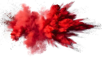Fiery Burst: Red Color Explosion on a Transparent Background