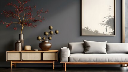 Contemporary Harmony: A Living Room Where Japanese Aesthetics Meet Modern Comfort