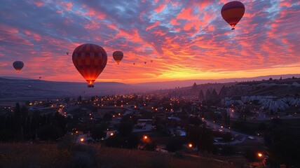 The sky is full of balloons in the morning.