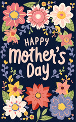 Happy Mothers Day Images Mother And Child with floral, colorful graphics Images Motherhood Festival Celebration.